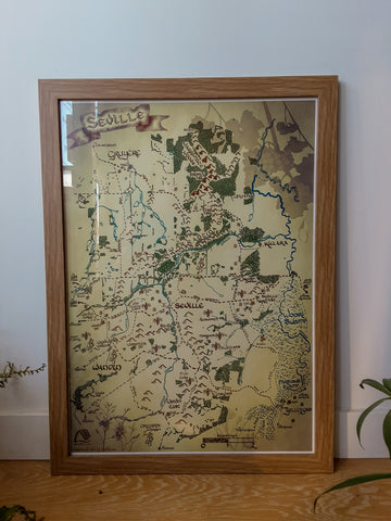 Tolkein Style Shire map:  Seville Local (Medium - A2 size)